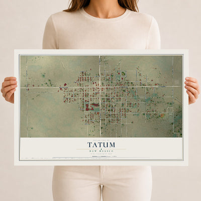 Map of Tatum, New Mexico, 12 x 18 inch unframed archival matte print