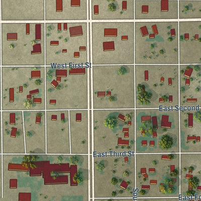 Close-up of the map of Tatum, New Mexico print showing street and building detail