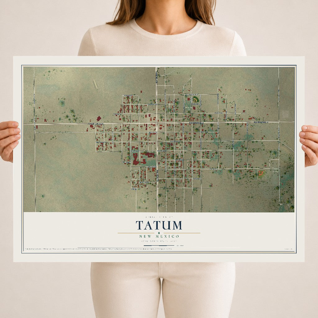 Map of Tatum, New Mexico, 18 x 24 inch unframed archival matte print