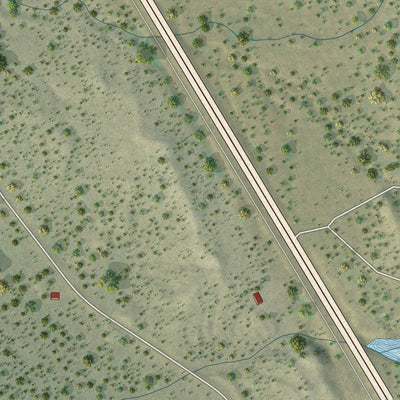 Close-up of the map of Tesuque Pueblo, New Mexico print showing street and building detail