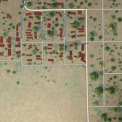 Second close-up of the map of Texico, New Mexico print showing more streets and buildings