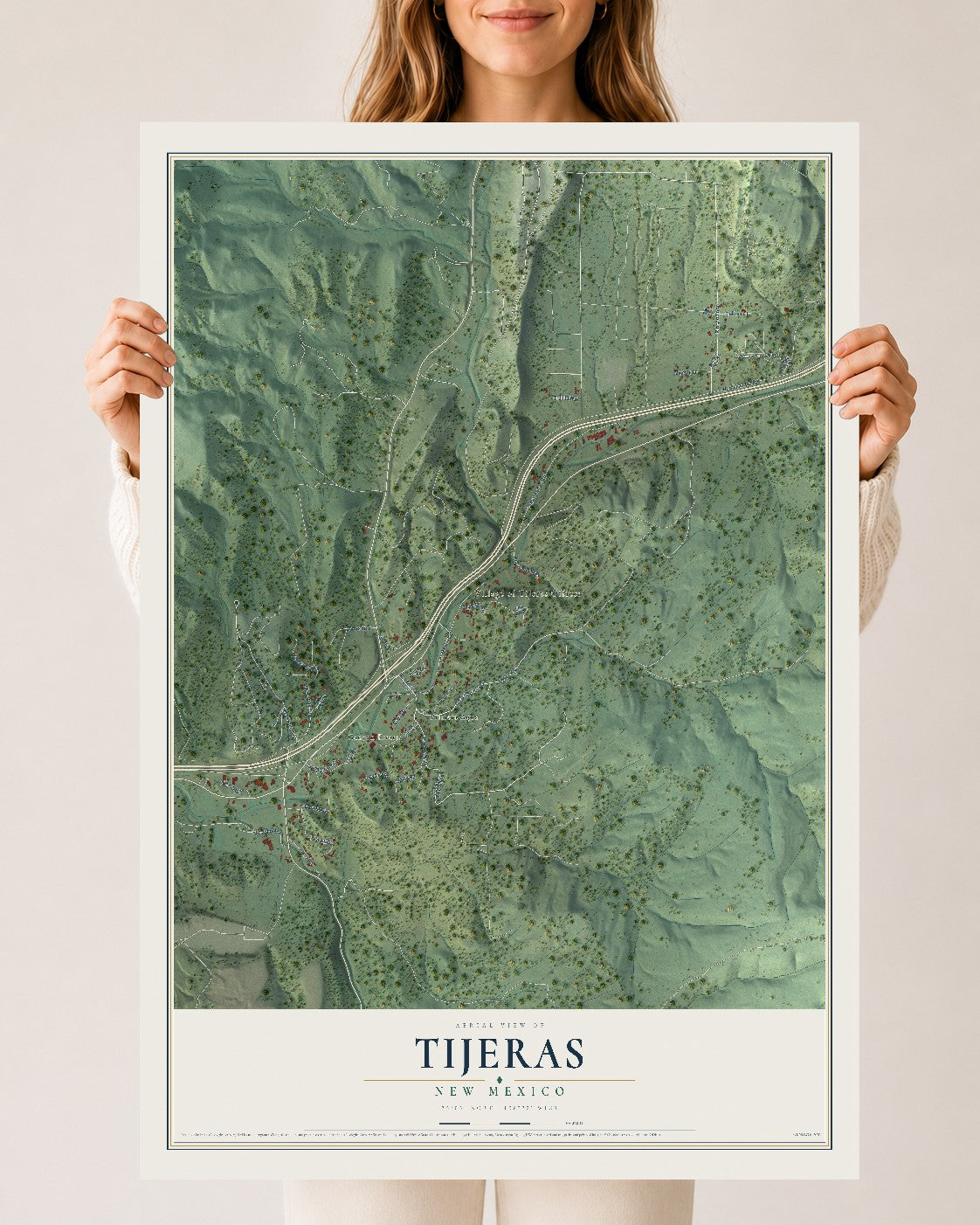Map of Tijeras, New Mexico, 24 x 36 inch unframed archival matte print