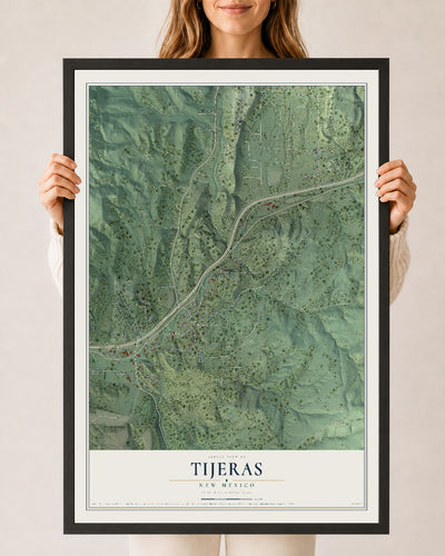Map of Tijeras, New Mexico, 24 x 36 inch print in a black wood frame