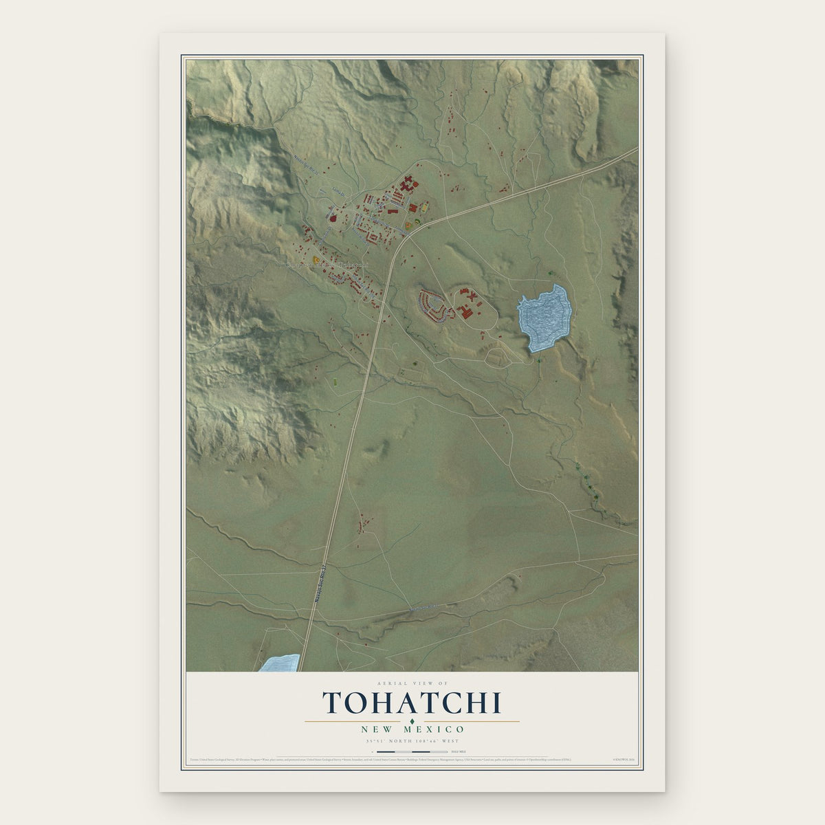 Tohatchi, New Mexico map print, the full design