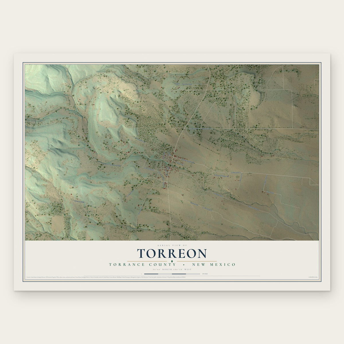 Torreon, New Mexico map print, the full design