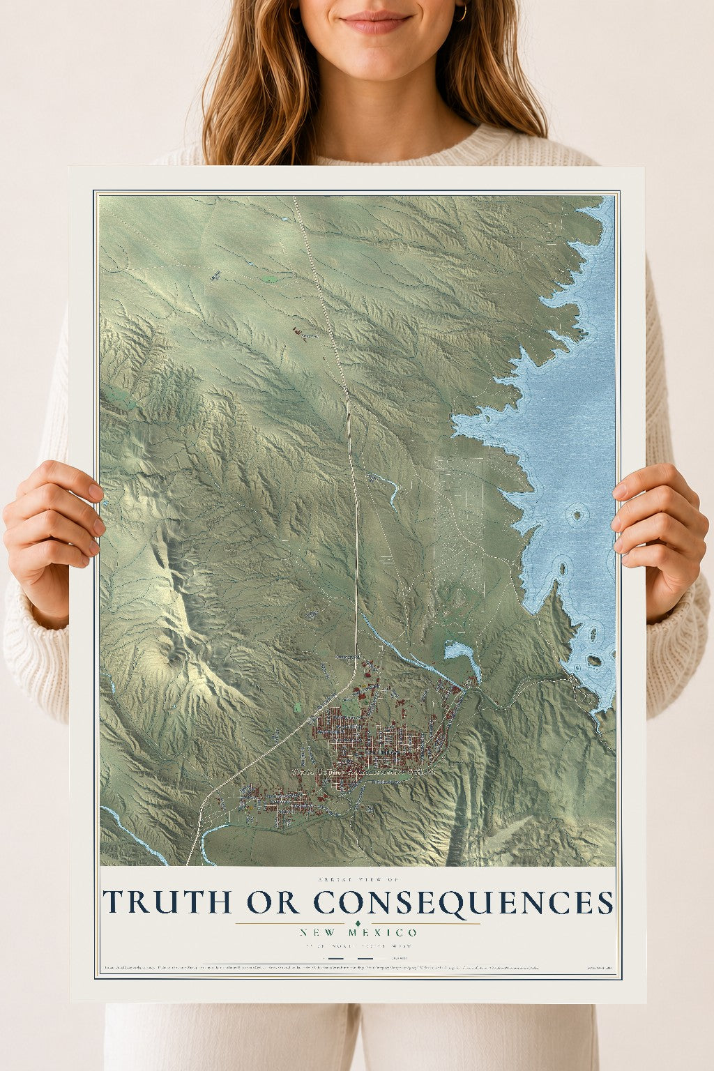 Map of Truth or Consequences, New Mexico, 18 x 24 inch unframed archival matte print