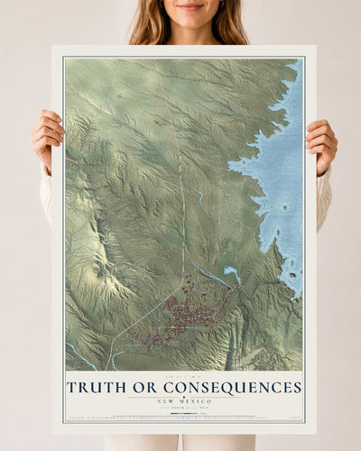 Map of Truth or Consequences, New Mexico, 24 x 36 inch unframed archival matte print