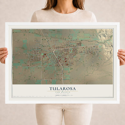 Map of Tularosa, New Mexico, 18 x 24 inch print in a white wood frame