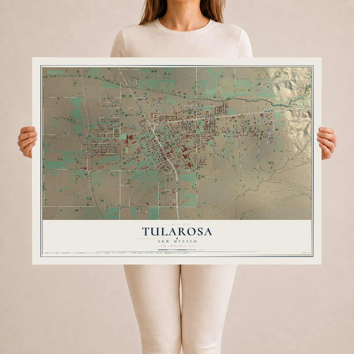 Map of Tularosa, New Mexico, 24 x 36 inch unframed archival matte print