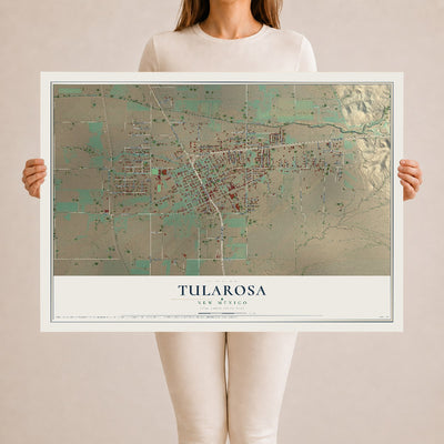 Map of Tularosa, New Mexico, 24 x 36 inch unframed archival matte print