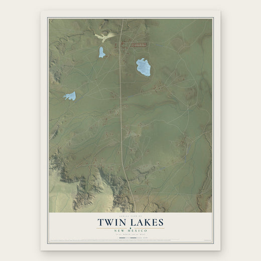 Twin Lakes, New Mexico map print, the full design