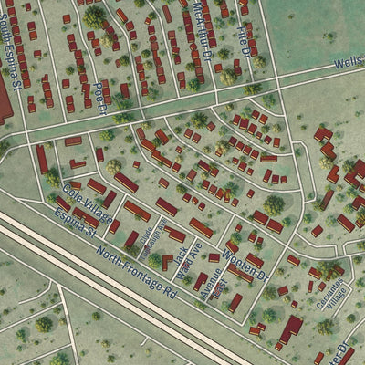 Close-up of the map of University Park, New Mexico print showing street and building detail