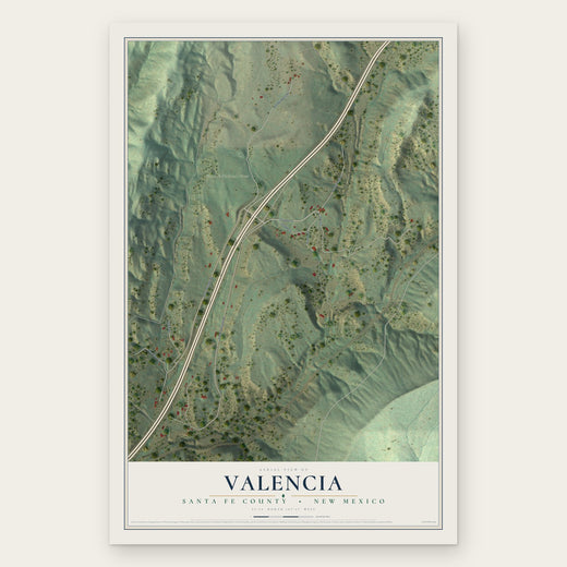 Valencia, Santa Fe County, New Mexico map print, the full design