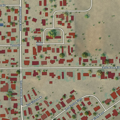 Close-up of the map of Valle Vista, New Mexico print showing street and building detail