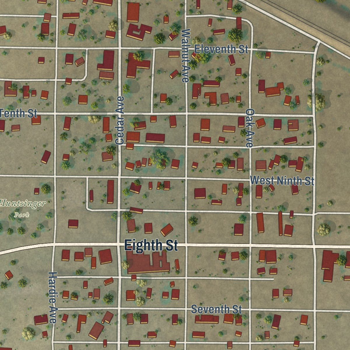 Close-up of the map of Vaughn, New Mexico print showing street and building detail