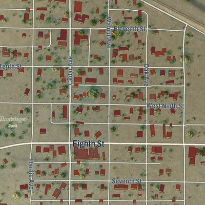 Close-up of the map of Vaughn, New Mexico print showing street and building detail