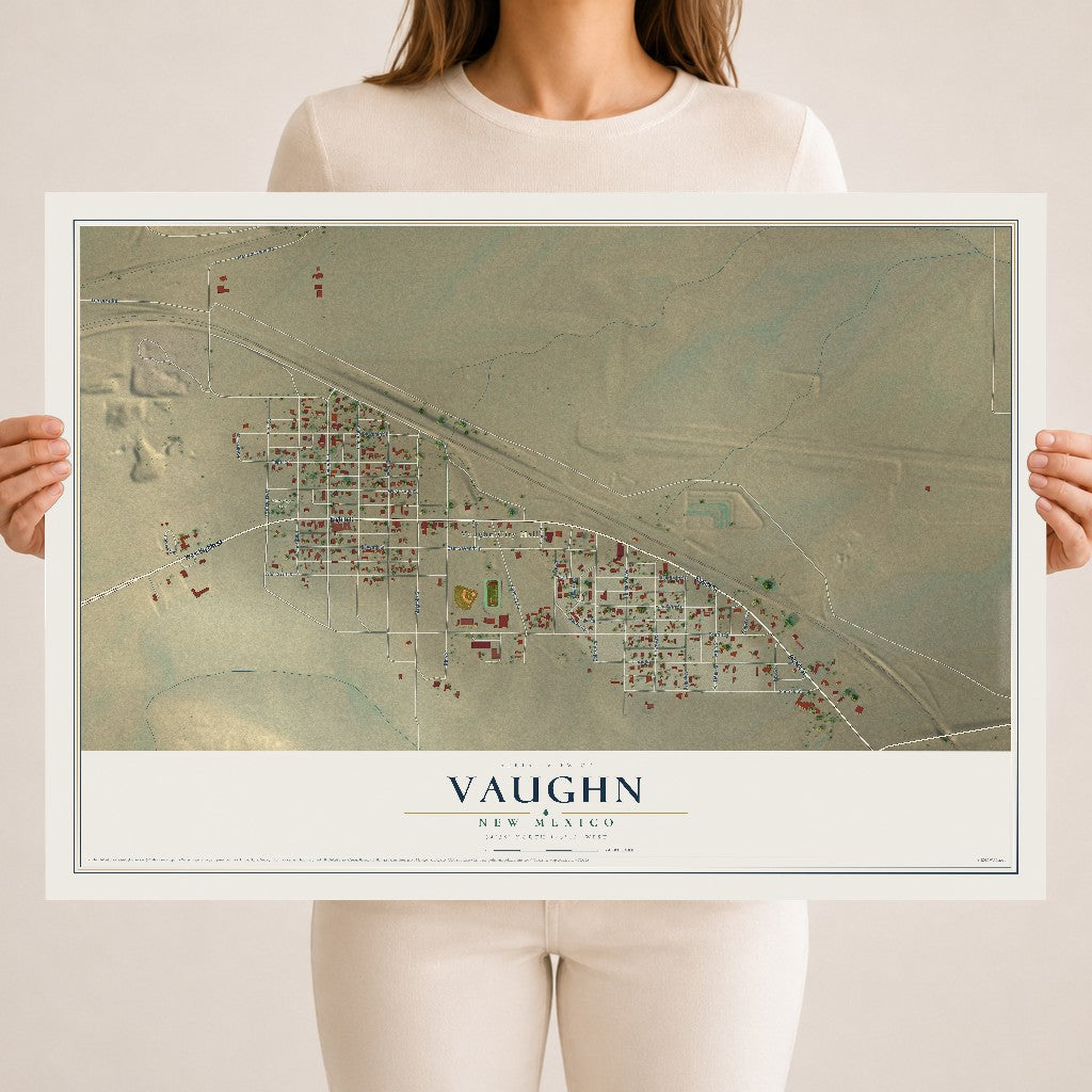 Map of Vaughn, New Mexico, 18 x 24 inch unframed archival matte print