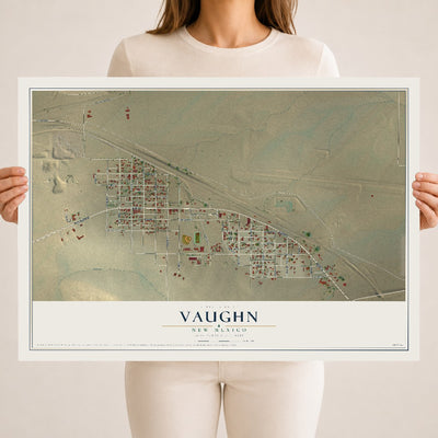 Map of Vaughn, New Mexico, 18 x 24 inch unframed archival matte print