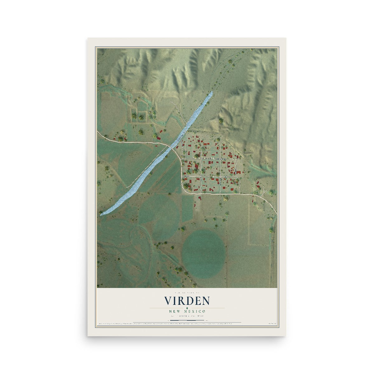 Map of Virden, New Mexico, 12 x 18 inch unframed archival matte print
