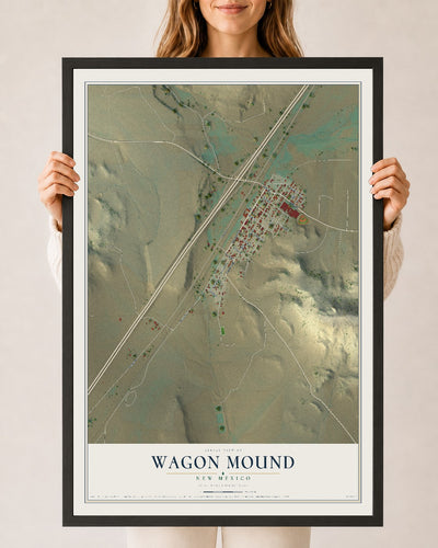 Map of Wagon Mound, New Mexico, 24 x 36 inch print in a black wood frame