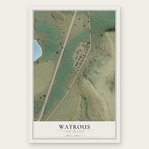 Watrous, New Mexico map print, the full design