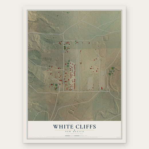 White Cliffs, New Mexico map print, the full design