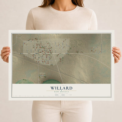 Map of Willard, New Mexico, 12 x 18 inch unframed archival matte print