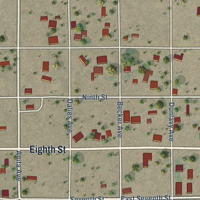 Close-up of the map of Willard, New Mexico print showing street and building detail