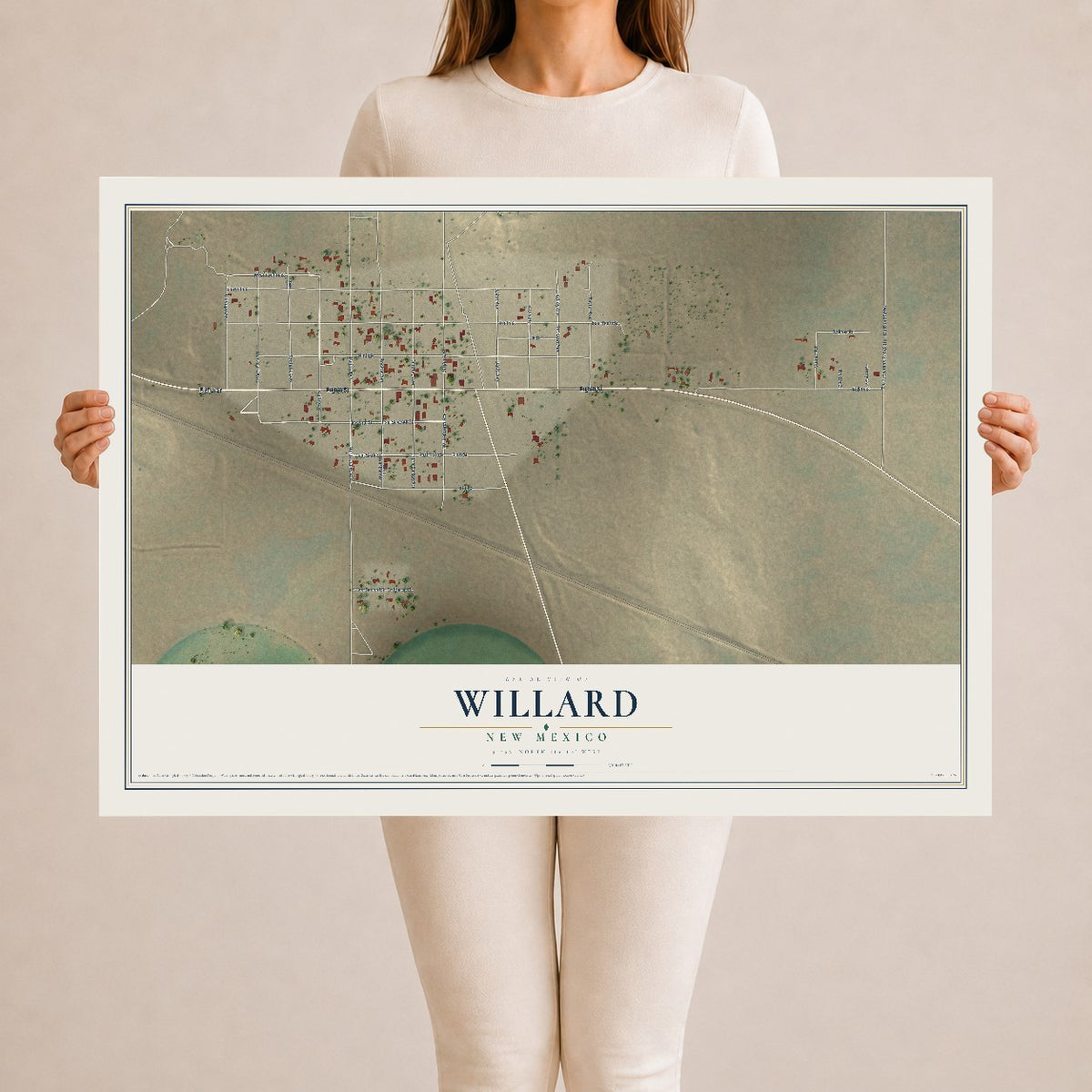 Map of Willard, New Mexico, 24 x 36 inch unframed archival matte print