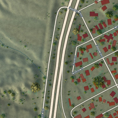 Close-up of the map of Williamsburg, New Mexico print showing street and building detail