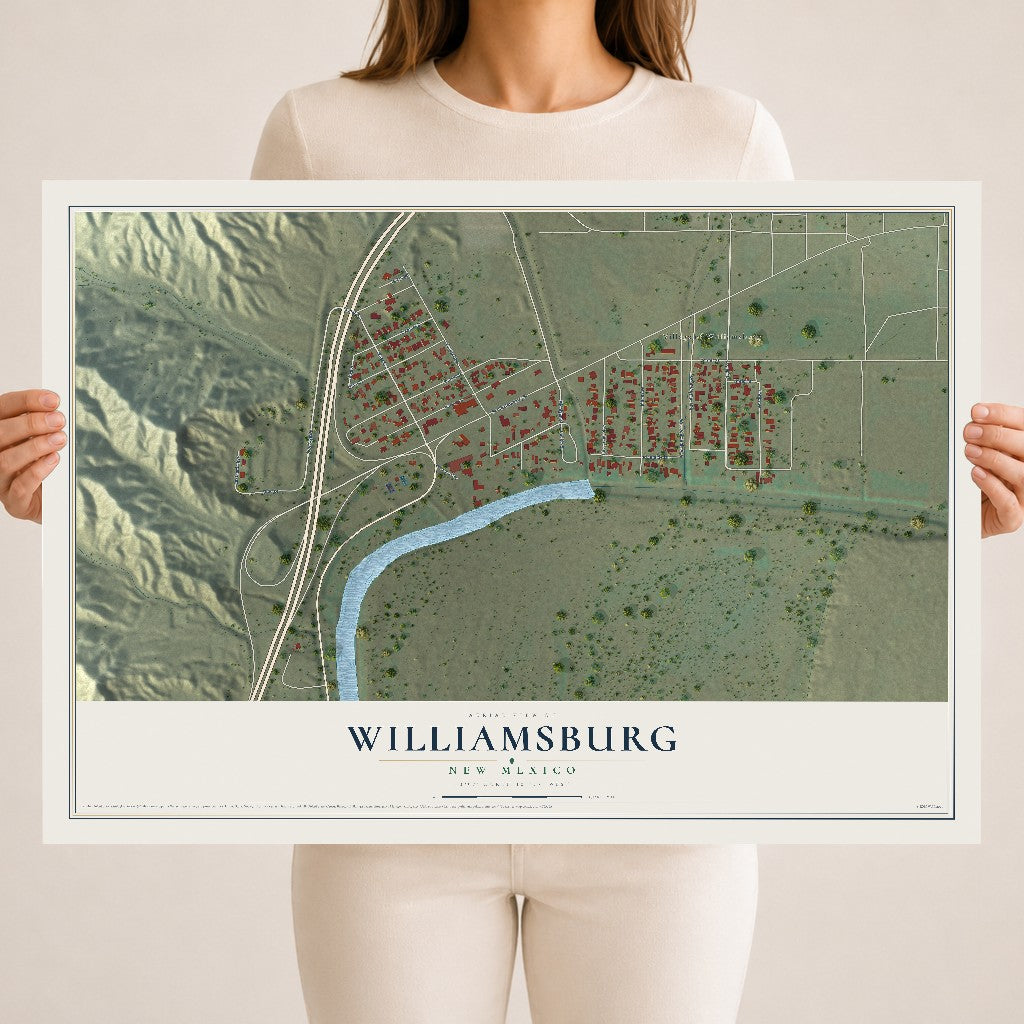 Map of Williamsburg, New Mexico, 18 x 24 inch unframed archival matte print