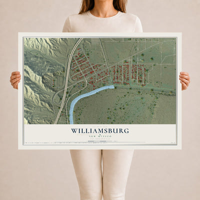 Map of Williamsburg, New Mexico, 24 x 36 inch unframed archival matte print