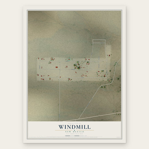 Windmill, New Mexico map print, the full design