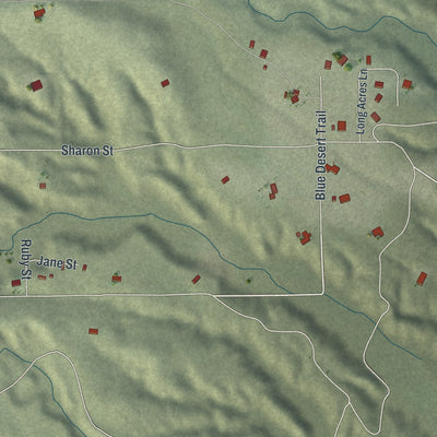 Close-up of the map of Bennett Springs, Nevada print showing street and building detail