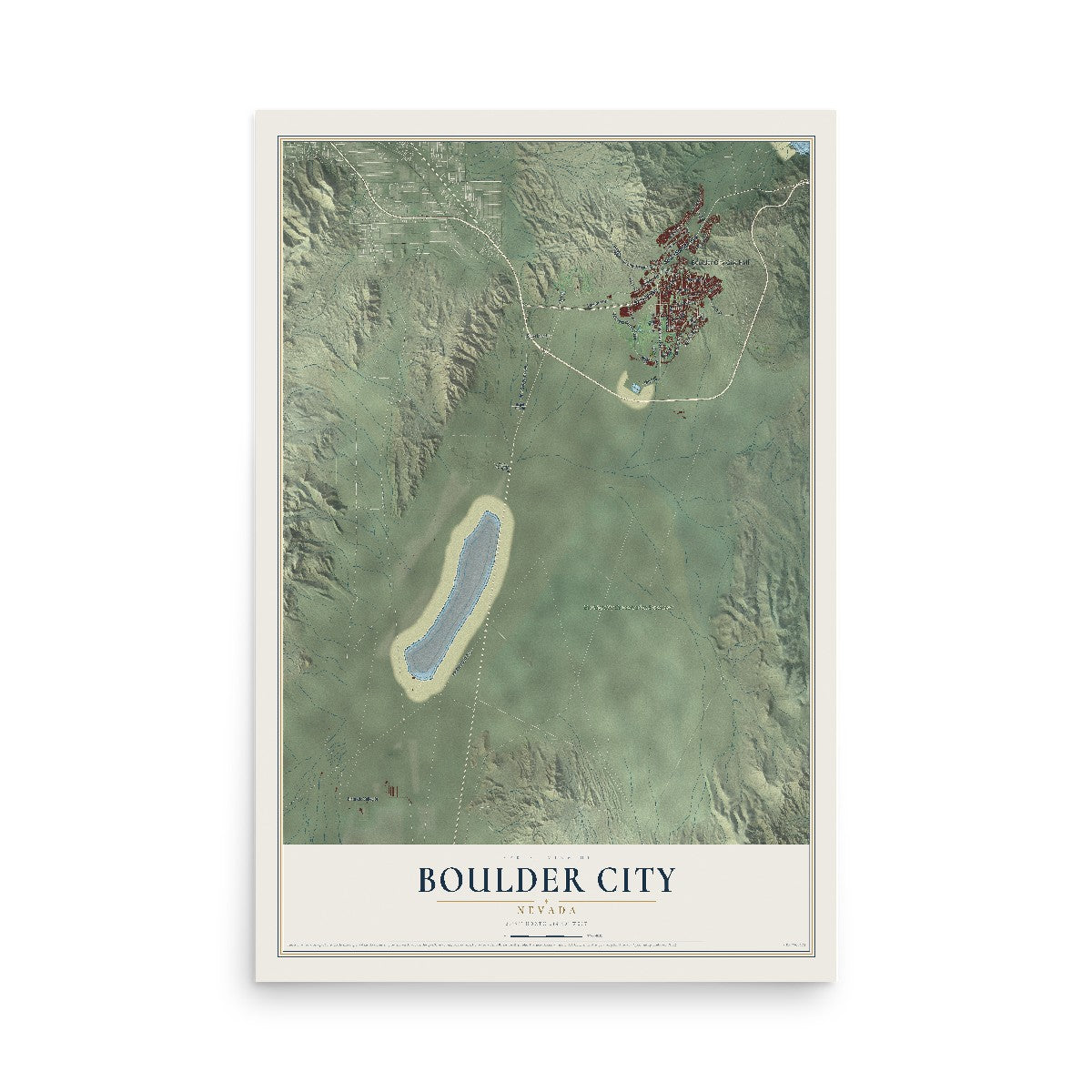 Map of Boulder City, Nevada, 12 x 18 inch unframed archival matte print