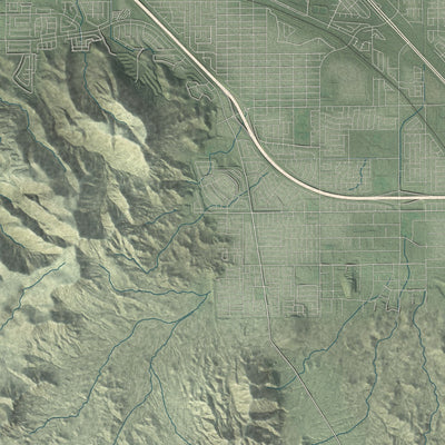 Second close-up of the map of Boulder City, Nevada print showing more streets and buildings