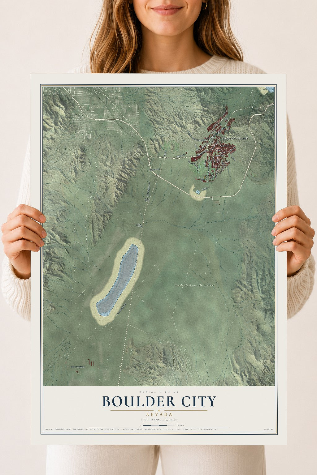 Map of Boulder City, Nevada, 18 x 24 inch unframed archival matte print