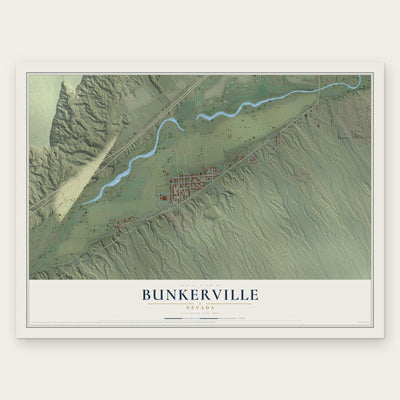 Bunkerville, Nevada map print, the full design