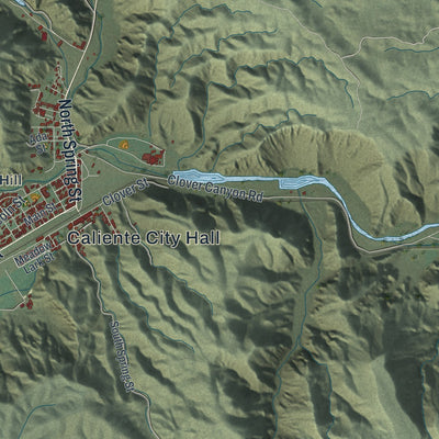 Close-up of the map of Caliente, Nevada print showing street and building detail
