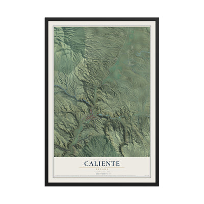 Map of Caliente, Nevada, 12 x 18 inch print in a black wood frame