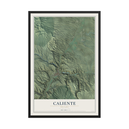 Map of Caliente, Nevada, 12 x 18 inch print in a black wood frame