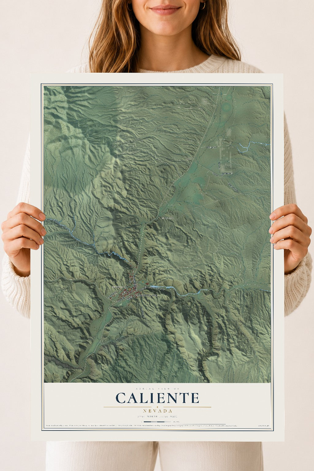 Map of Caliente, Nevada, 18 x 24 inch unframed archival matte print