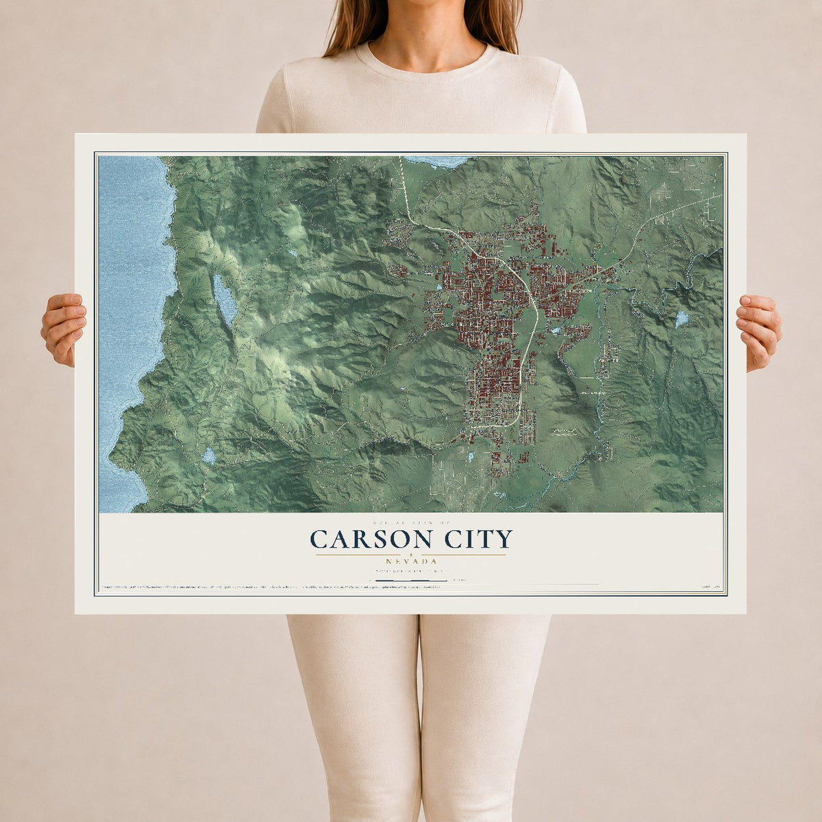 Map of Carson City, Nevada, 24 x 36 inch unframed archival matte print
