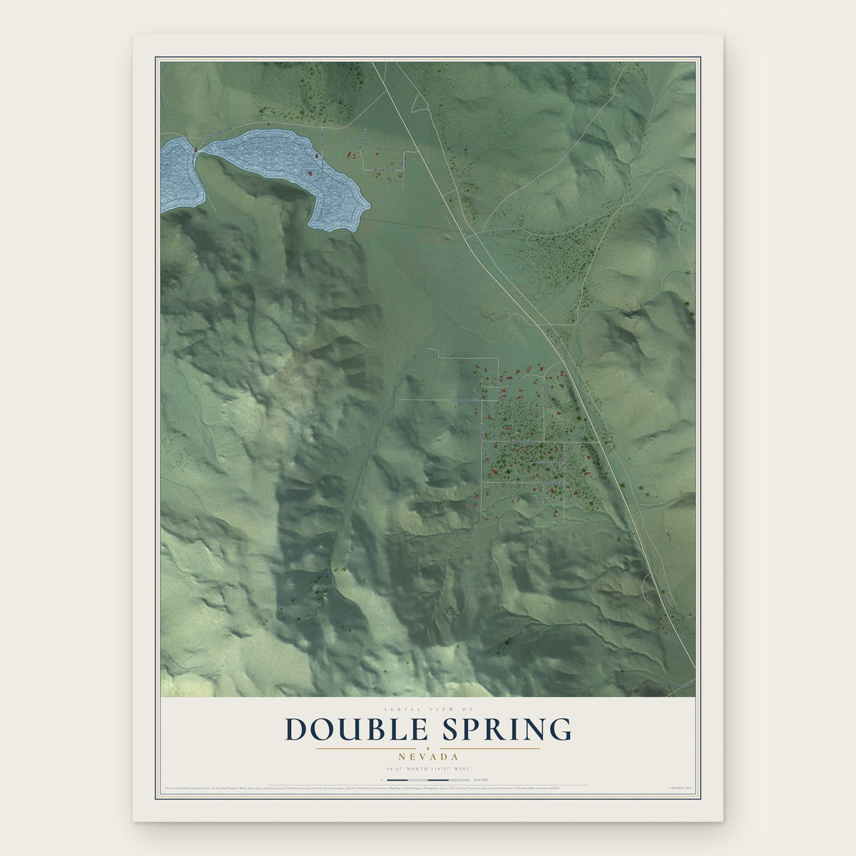 Double Spring, Nevada map print, the full design