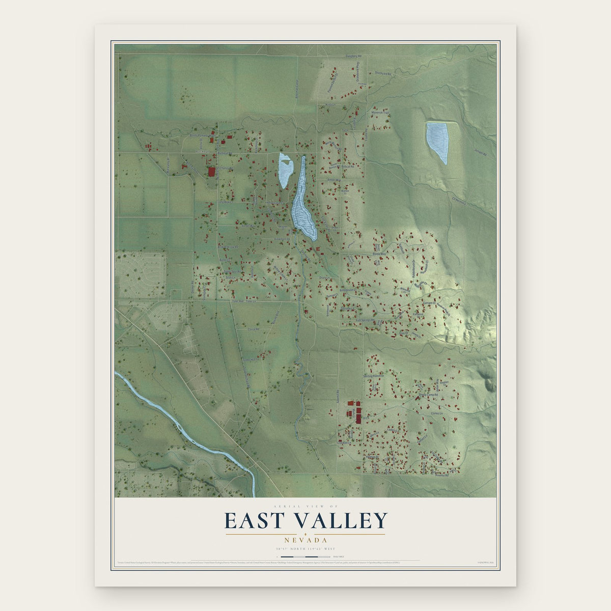 East Valley, Nevada map print, the full design