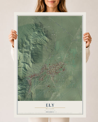 Map of Ely, Nevada, 24 x 36 inch unframed archival matte print