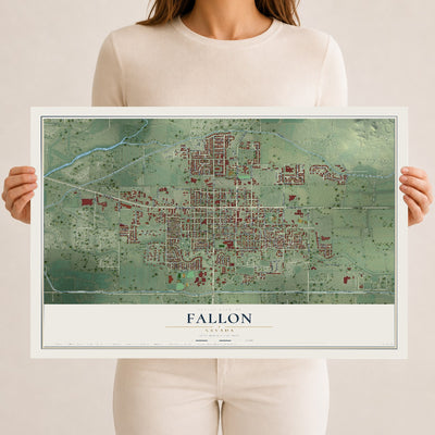 Map of Fallon, Nevada, 12 x 18 inch unframed archival matte print