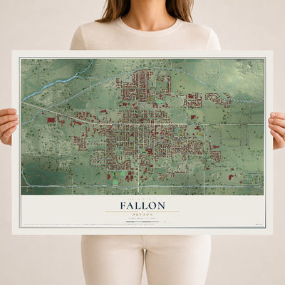 Map of Fallon, Nevada, 18 x 24 inch unframed archival matte print