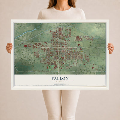 Map of Fallon, Nevada, 24 x 36 inch unframed archival matte print