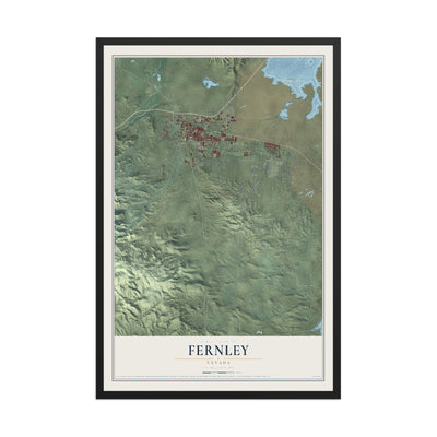 Map of Fernley, Nevada, 12 x 18 inch print in a black wood frame